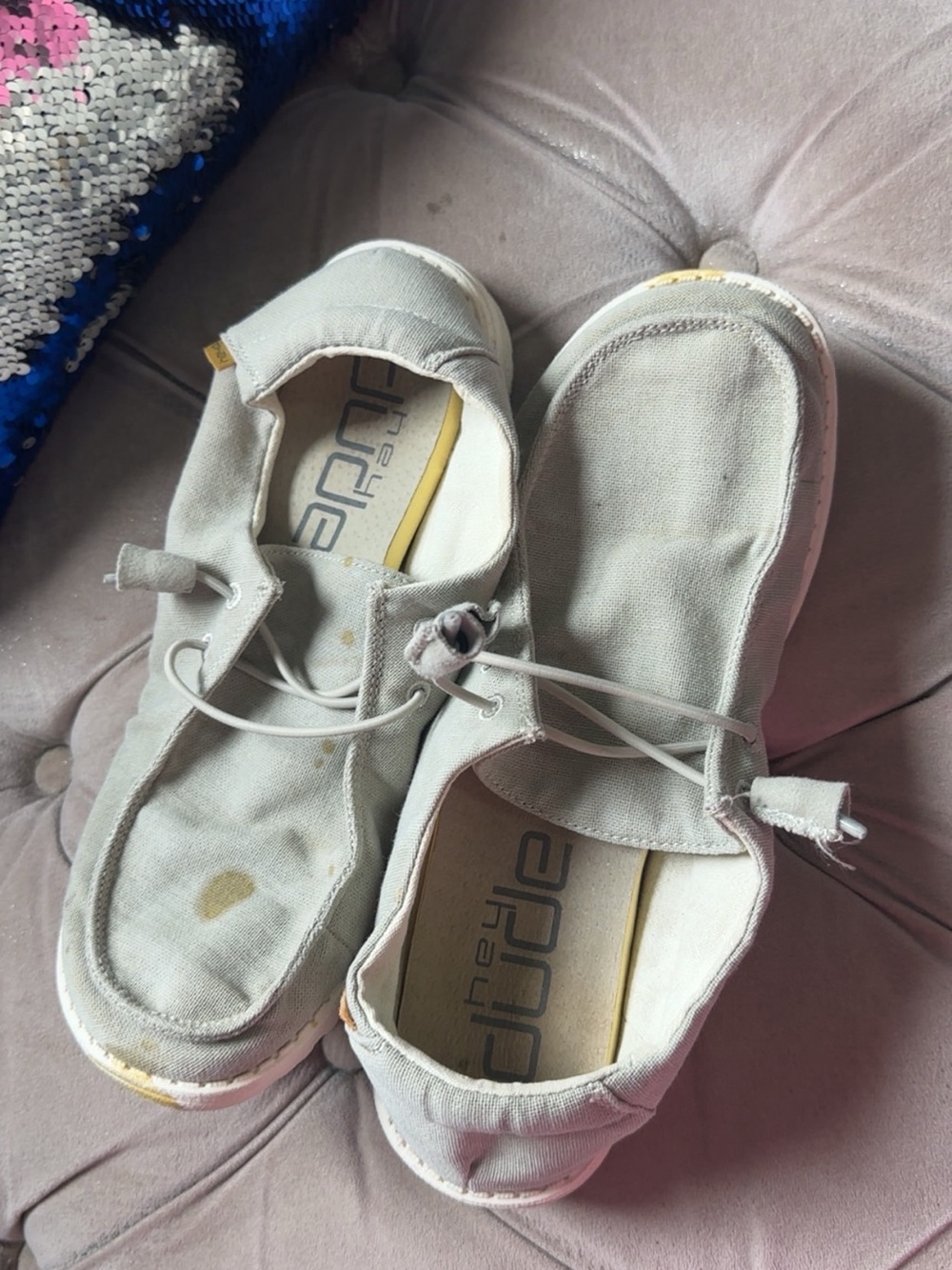 Women’s Hey Dudes in Light Gray with Easy Bungee Laces